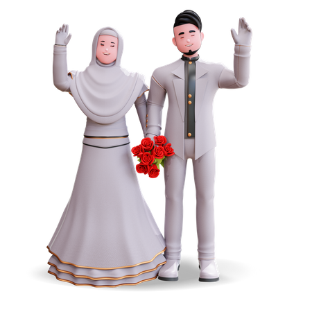 Feliz pareja de novios  3D Illustration