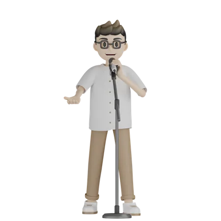 Personaje De Cantante Masculino 3D Illustration