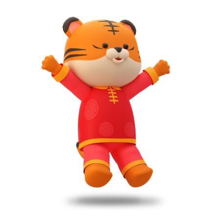 Feliz tigre fofo chinês  3D Illustration