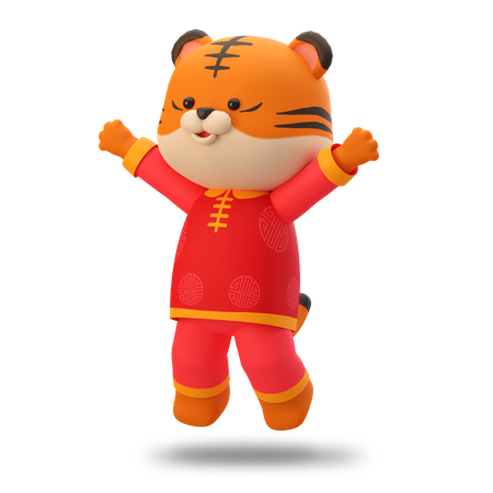 Feliz tigre lindo chino  3D Illustration