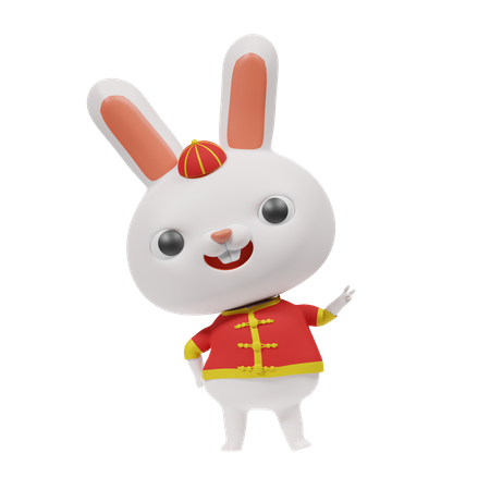 Feliz conejo chino  3D Icon