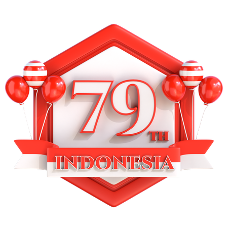 Feliz Día de la Independencia de Indonesia 79  3D Icon