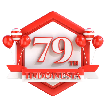 Feliz Día de la Independencia de Indonesia 79  3D Icon