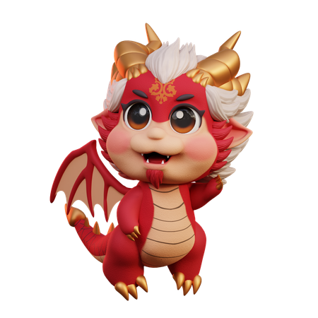 Feliz dragón chino  3D Illustration