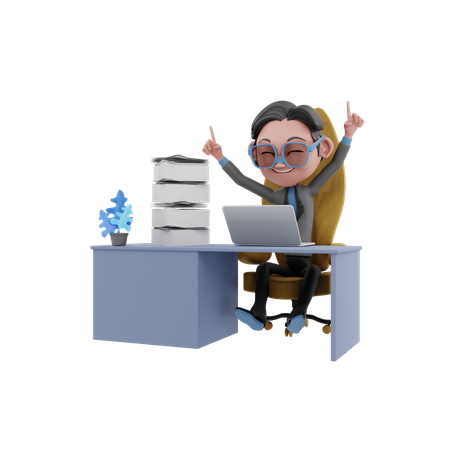 Feliz empresario  3D Illustration