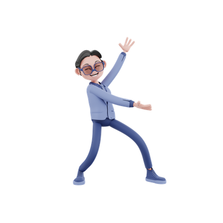 Feliz empresario bailando  3D Illustration