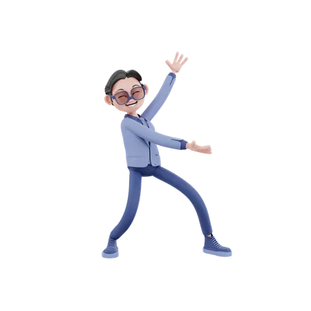 Feliz empresario bailando  3D Illustration