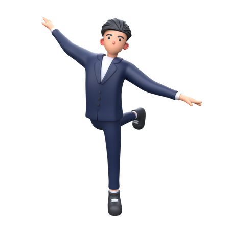 Feliz empresario bailando  3D Illustration