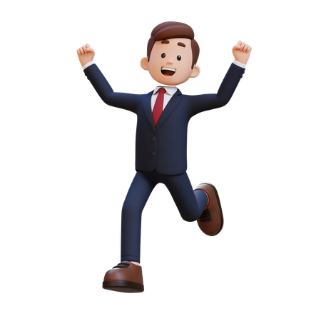 Feliz hombre de negocios corriendo  3D Illustration