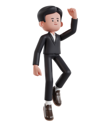 Feliz exitoso hombre de negocios saltando  3D Icon