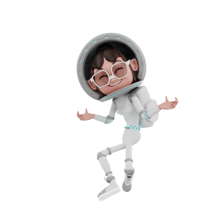 Feliz Astronauta Feminina  3D Illustration