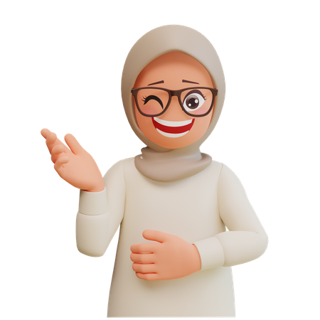 Feliz garota muçulmana  3D Icon