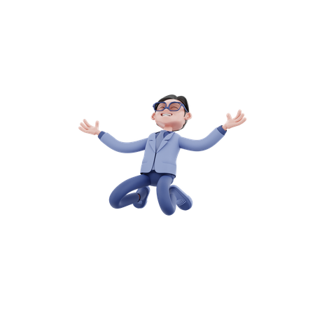 Feliz hombre de negocios saltando en el aire  3D Icon
