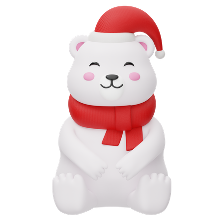 Feliz inverno urso polar  3D Illustration