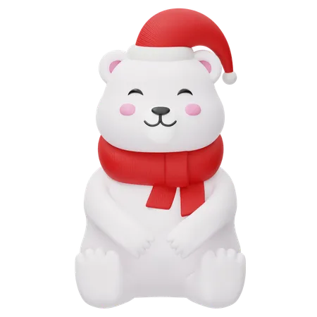 Feliz oso polar de invierno  3D Illustration