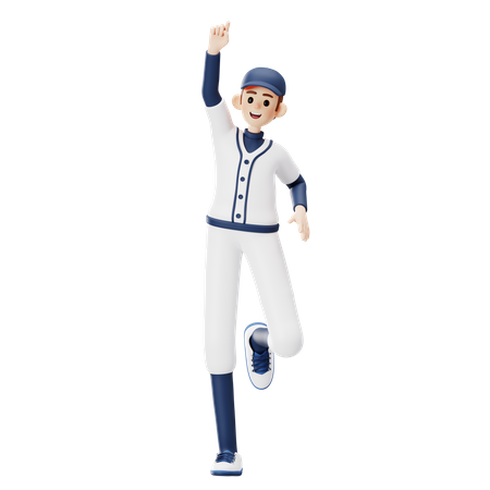 Jogador de beisebol feliz  3D Illustration