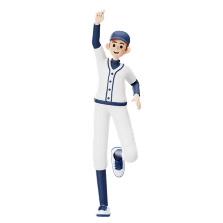 Jogador de beisebol feliz  3D Illustration