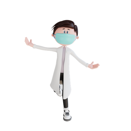 Feliz jovem médico  3D Illustration