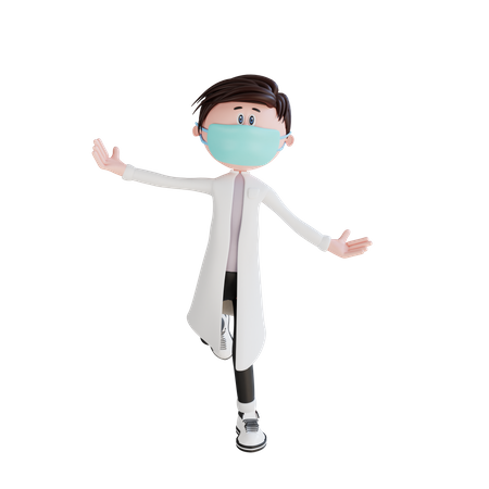 Feliz joven doctor  3D Illustration