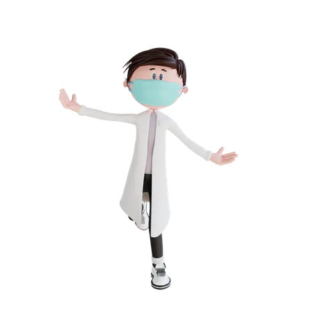 Feliz joven doctor  3D Illustration