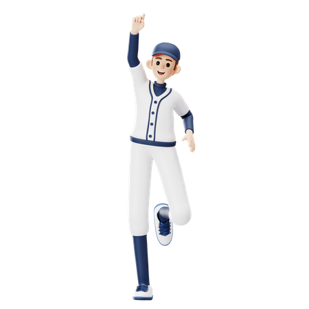 Feliz jugador de béisbol  3D Illustration