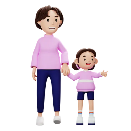Feliz madre e hijo  3D Illustration