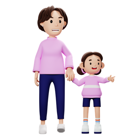 Feliz mãe e filho  3D Illustration