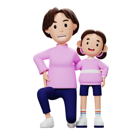 Feliz mãe e filho  3D Illustration