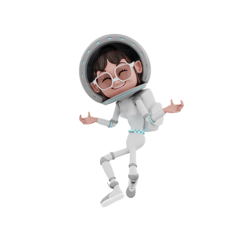 Feliz mujer astronauta  3D Illustration