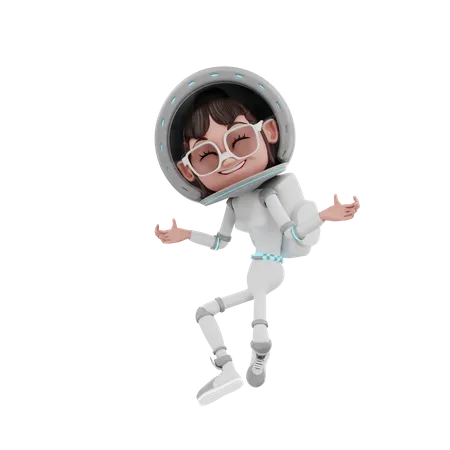 Feliz mujer astronauta  3D Illustration