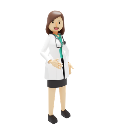 Médica feliz em pé  3D Illustration