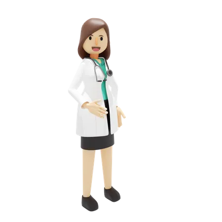 Médica feliz em pé  3D Illustration