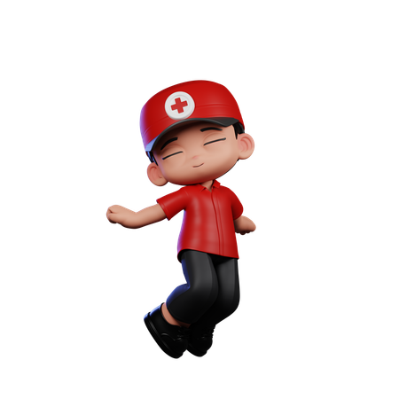 Feliz paramédico en pose de salto  3D Icon