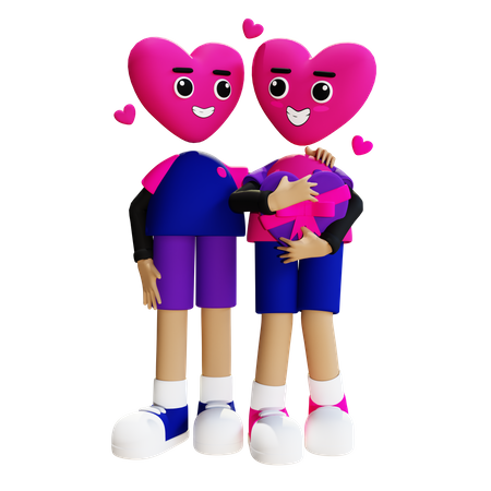 Feliz pareja en san valentín  3D Illustration