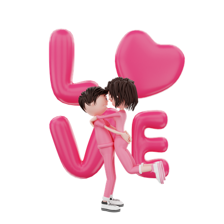 Feliz pareja enamorada  3D Illustration