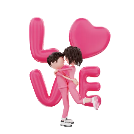 Feliz pareja enamorada  3D Illustration