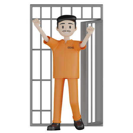 Feliz prisioneiro libertado sob fiança  3D Icon