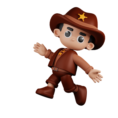 Feliz sheriff saltando  3D Icon