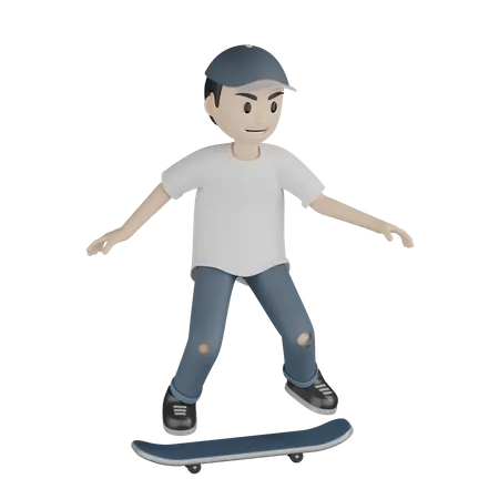 Skatista feliz jogando skate  3D Illustration