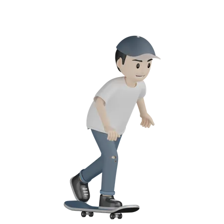 Patinador feliz andando de skate  3D Illustration