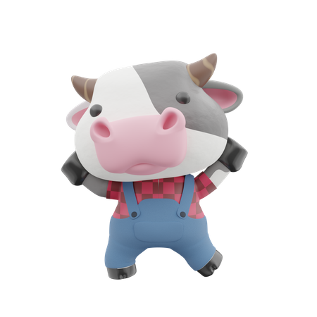 Vaca linda feliz  3D Illustration