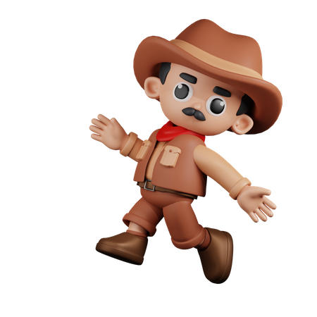 Feliz vaquero saltando  3D Icon