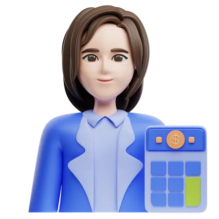 3 D Accounting Illustration Accountant Female 3D Icon