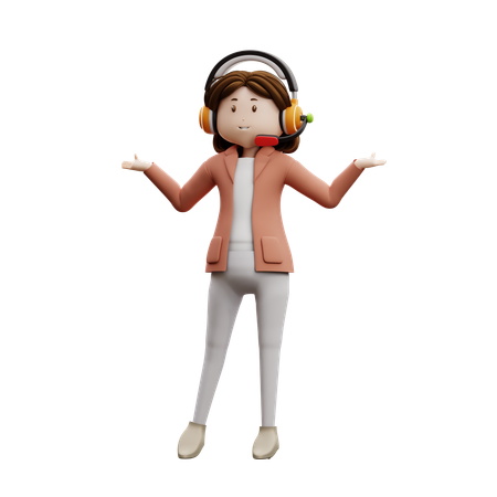Female Agent React Amazed  3D Icon