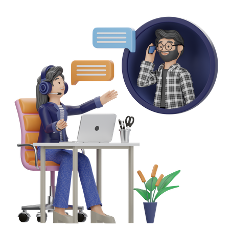 Female agent talking with male customer  3D Illustration