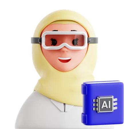 Female Ai Researcher  3D Icon