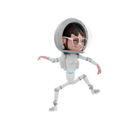 Female Astronaut dancing  3D Illustration