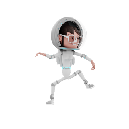 Female Astronaut dancing 3D Illustration