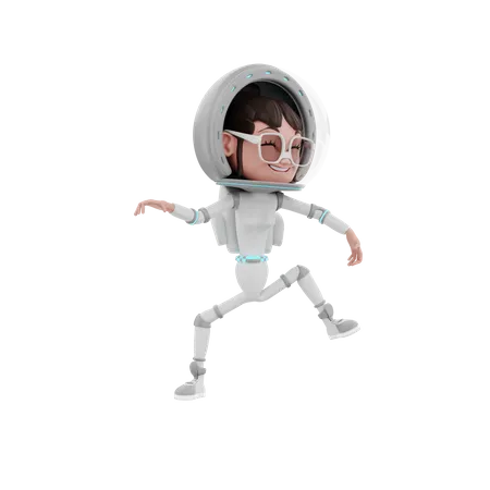 Female Astronaut dancing  3D Illustration