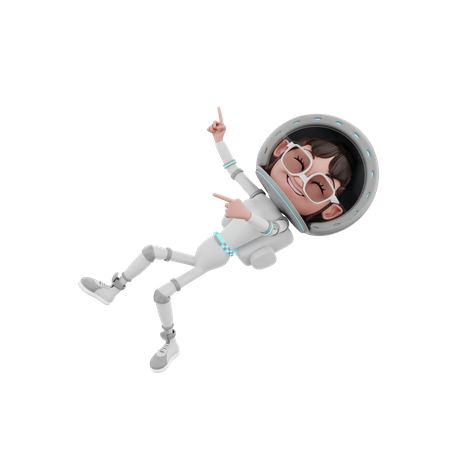 Female Astronaut flying in space  3D Icon